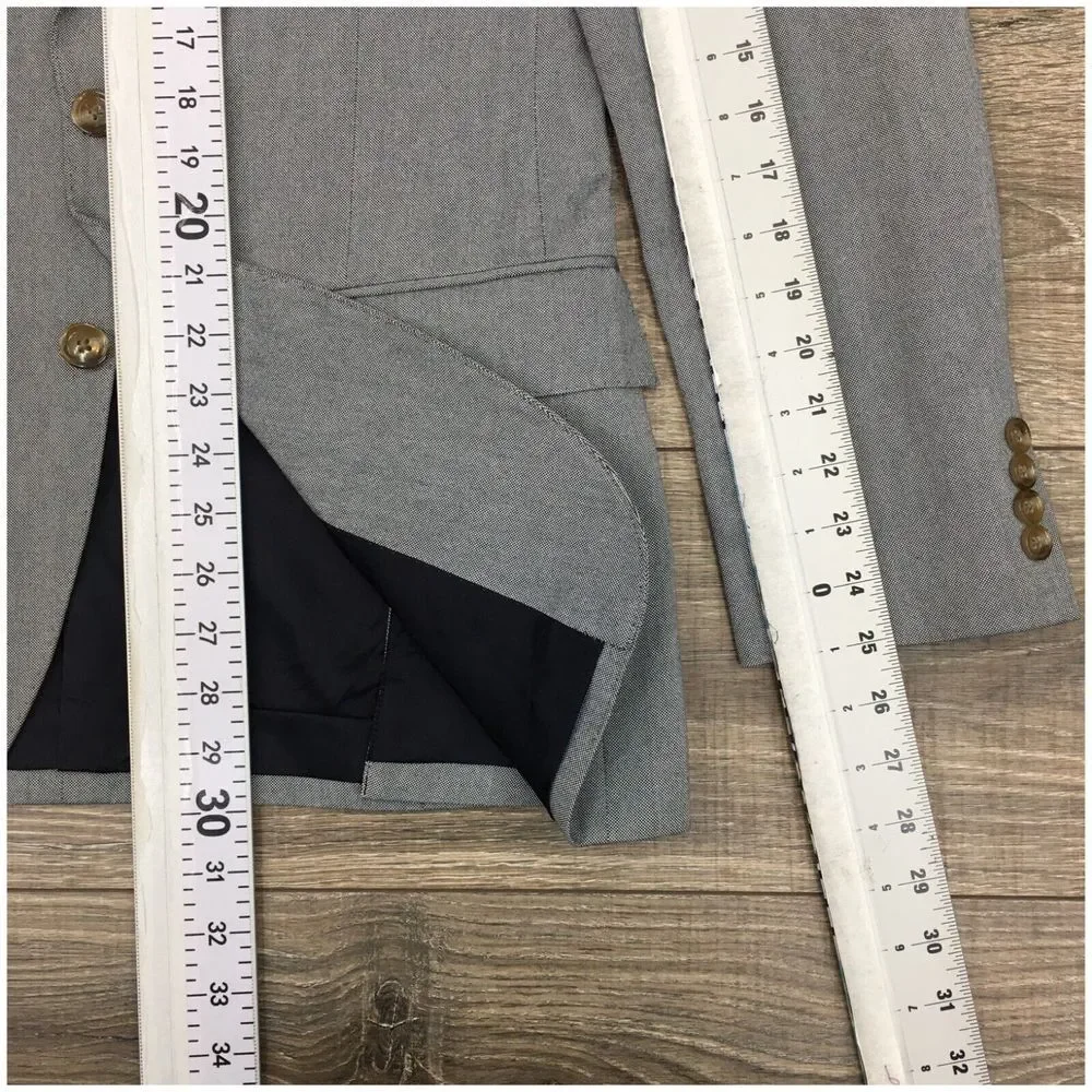 J CREW LUDLOW Mens Blazer Sport Coat Casual‎ Jacket Size 36R Cotton Suit Gray